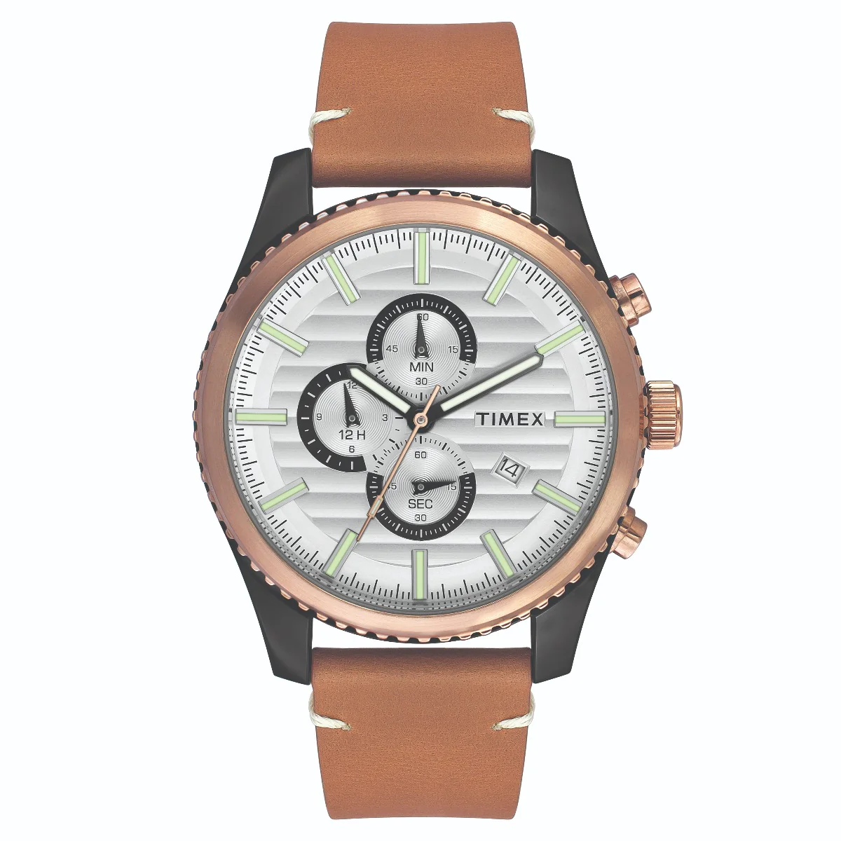 Timex Fashion Men's Silver Dial Round Case Chronograph Function Watch -TWEG19502