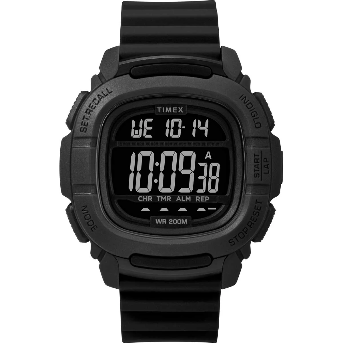 Timex Digital Men's Quartz Analog Black Dial Square Case Shock-Resistant-Watch Function Watch -TW5M26100