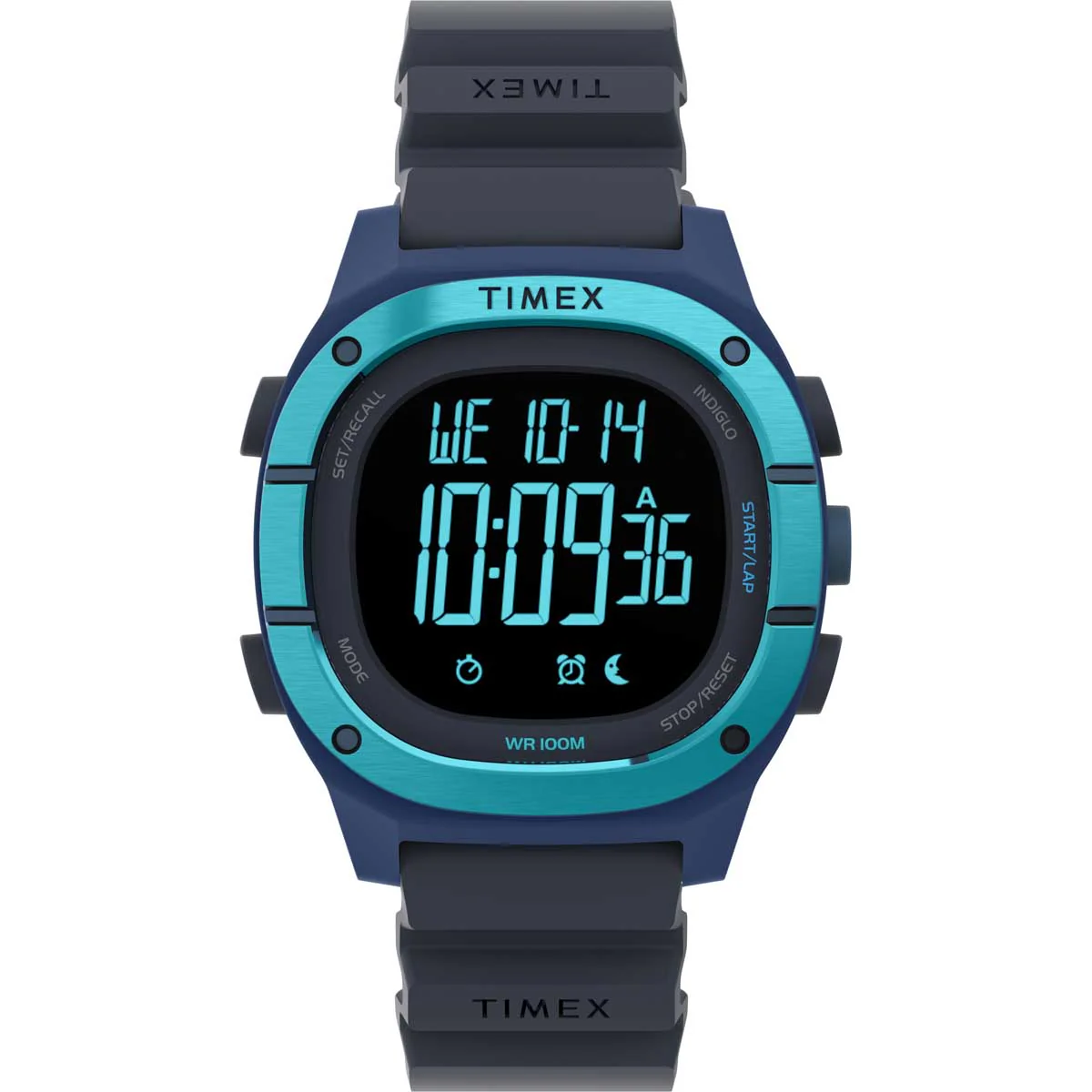 Timex Digital Unisex Digital Blue Dial  Case Soft-Silicone-Rubber-Strap Function Watch -TW5M35500