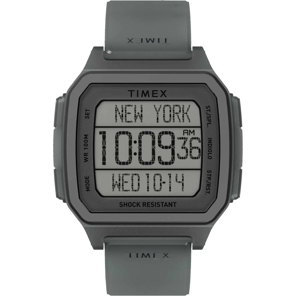 Timex Digital Men's Digital Translucent Dial Square Case Quick-Release-Silicone-Strap Function Watch -TW2U56400