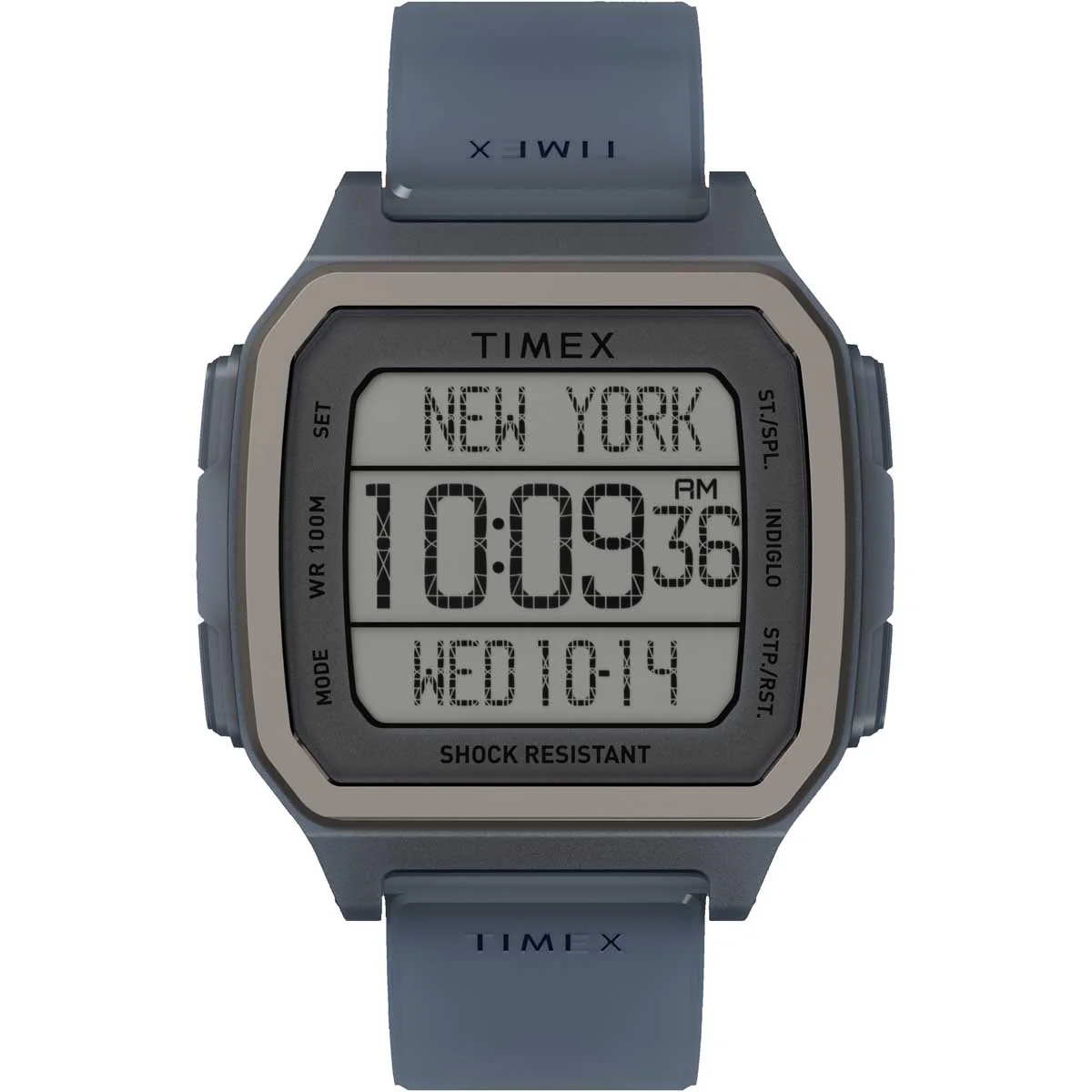 Timex Digital Men's Digital Translucent Dial Square Case Quick-Release-Silicone-Strap Function Watch -TW2U56500
