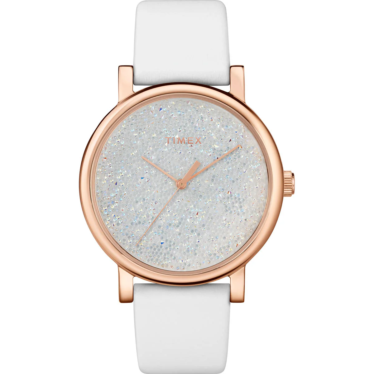Timex Global Women's Rose Gold-Tone Dial  Case Leather-Strap Function Watch -TW2R95000