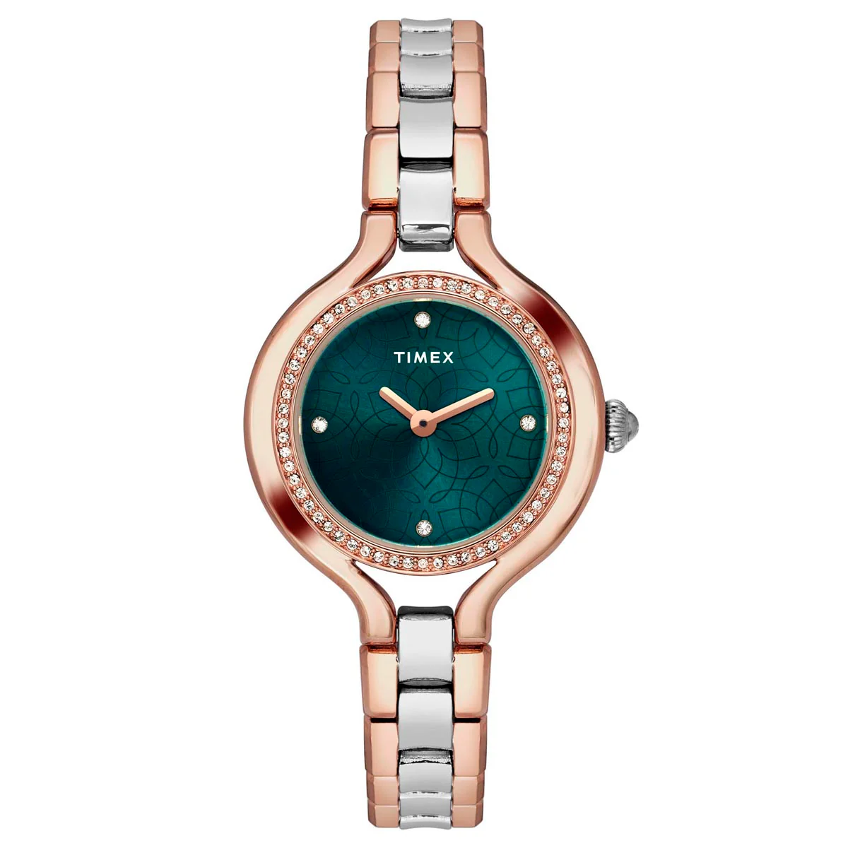 Timex Fria Women's Green Dial Round Case 2 Hands Function Watch -TWEL14009