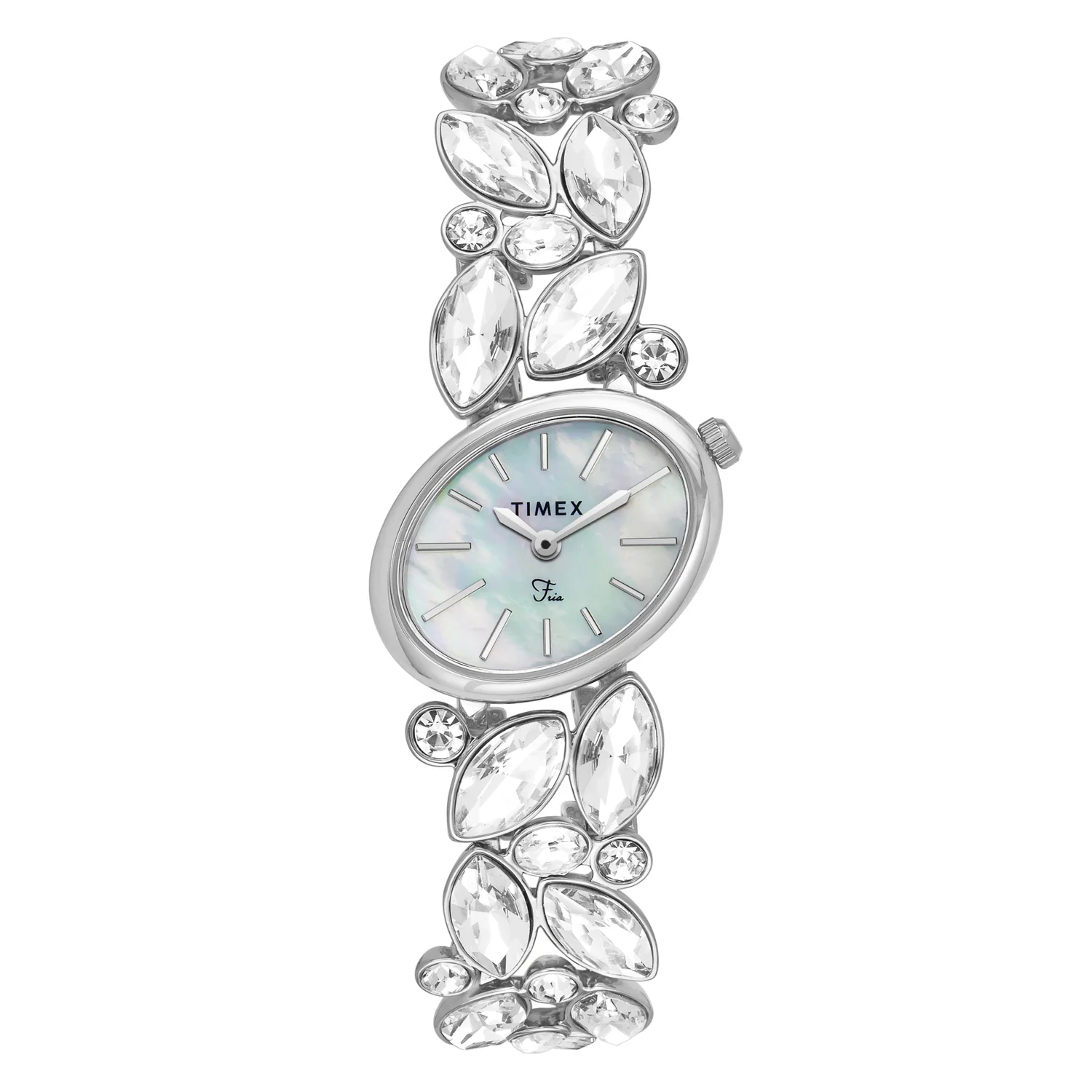TIMEX Fria Mother of Pearl White Oval Dial Analog Women's Watch - TWEL20900