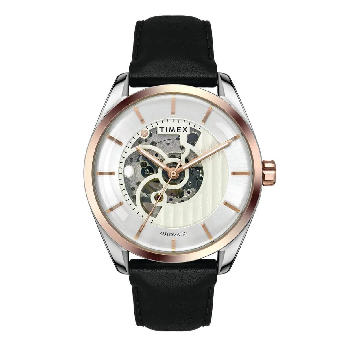 Timex E Class Men's Silver Dial Round Case Automatic Function Watch -TWEG17502