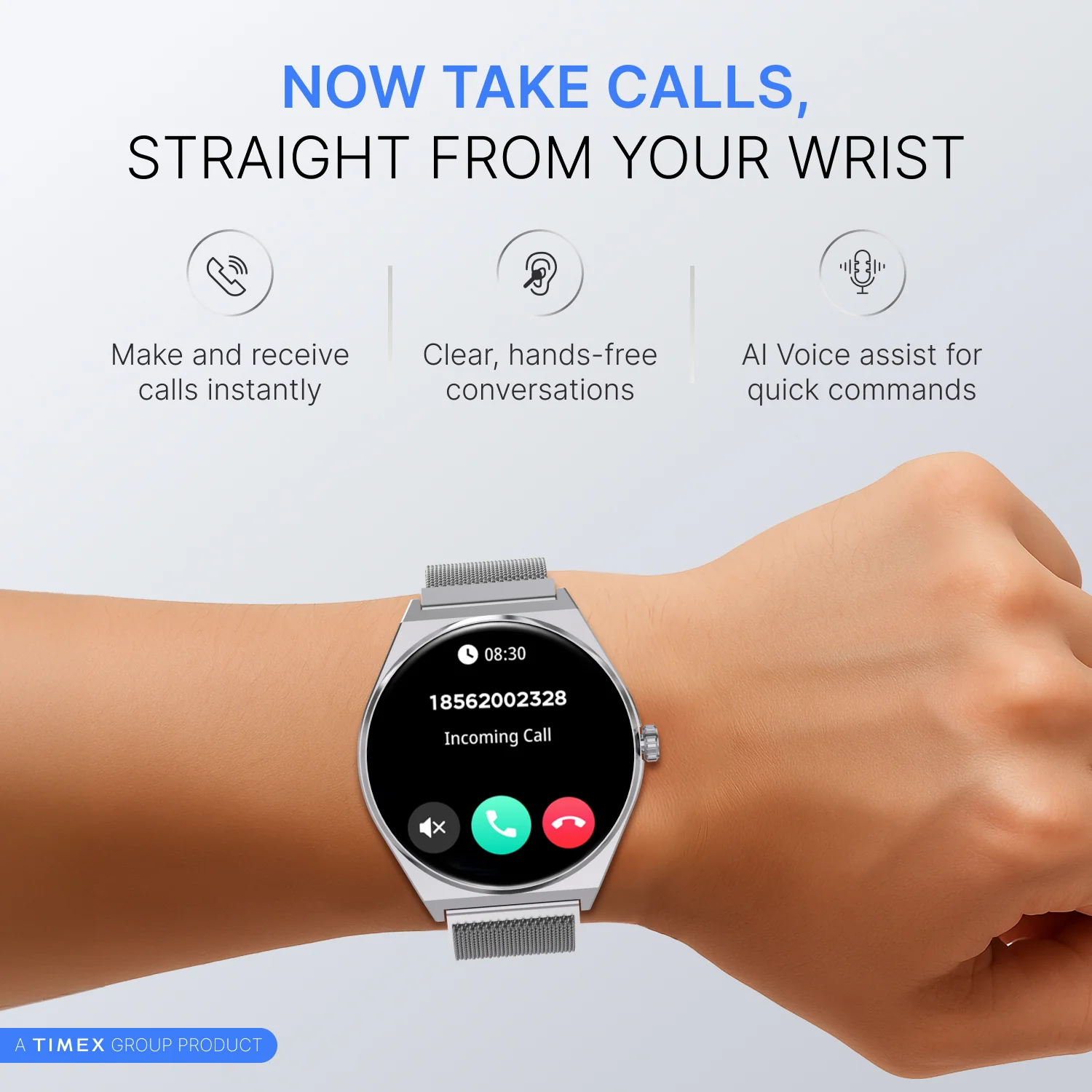 TIMEX Smart Neo 1.43 inches (3.6cm) AMOLED Display with BT Calling Smartwatch for Unisex - TWTXW1203T - Image 2