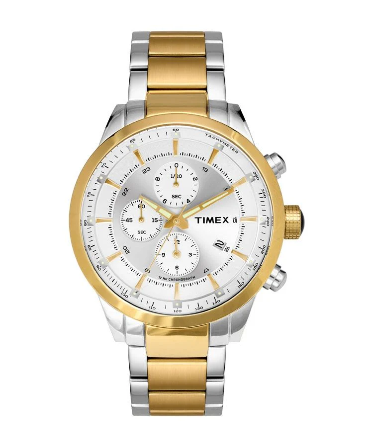 Timex E Class Men's Silver Dial Round Case Chronograph Function Watch -TW000Y414