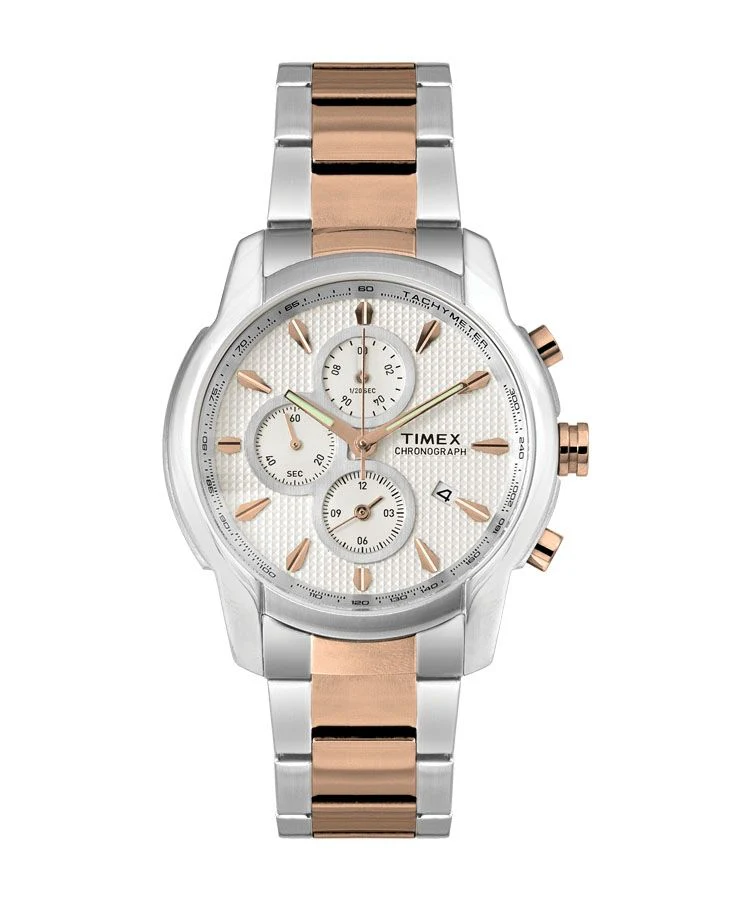 Timex E Class Men's Brown Dial Round Case Chronograph Function Watch -TW000Y503