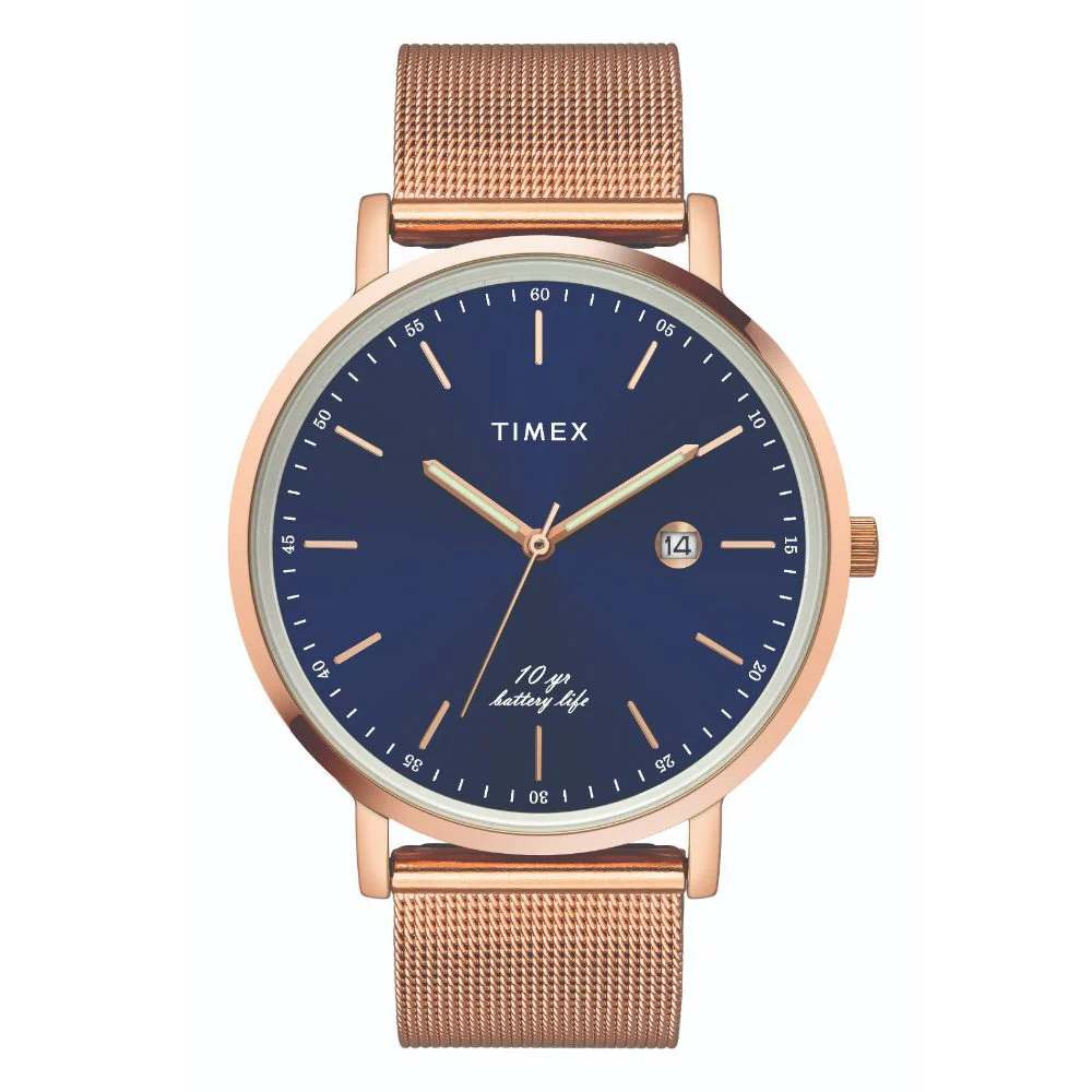 Timex Empera Pairs Blue Dial Round Case 10 Year Battery Life Date Function Watch -TW00PR269 - Image 2