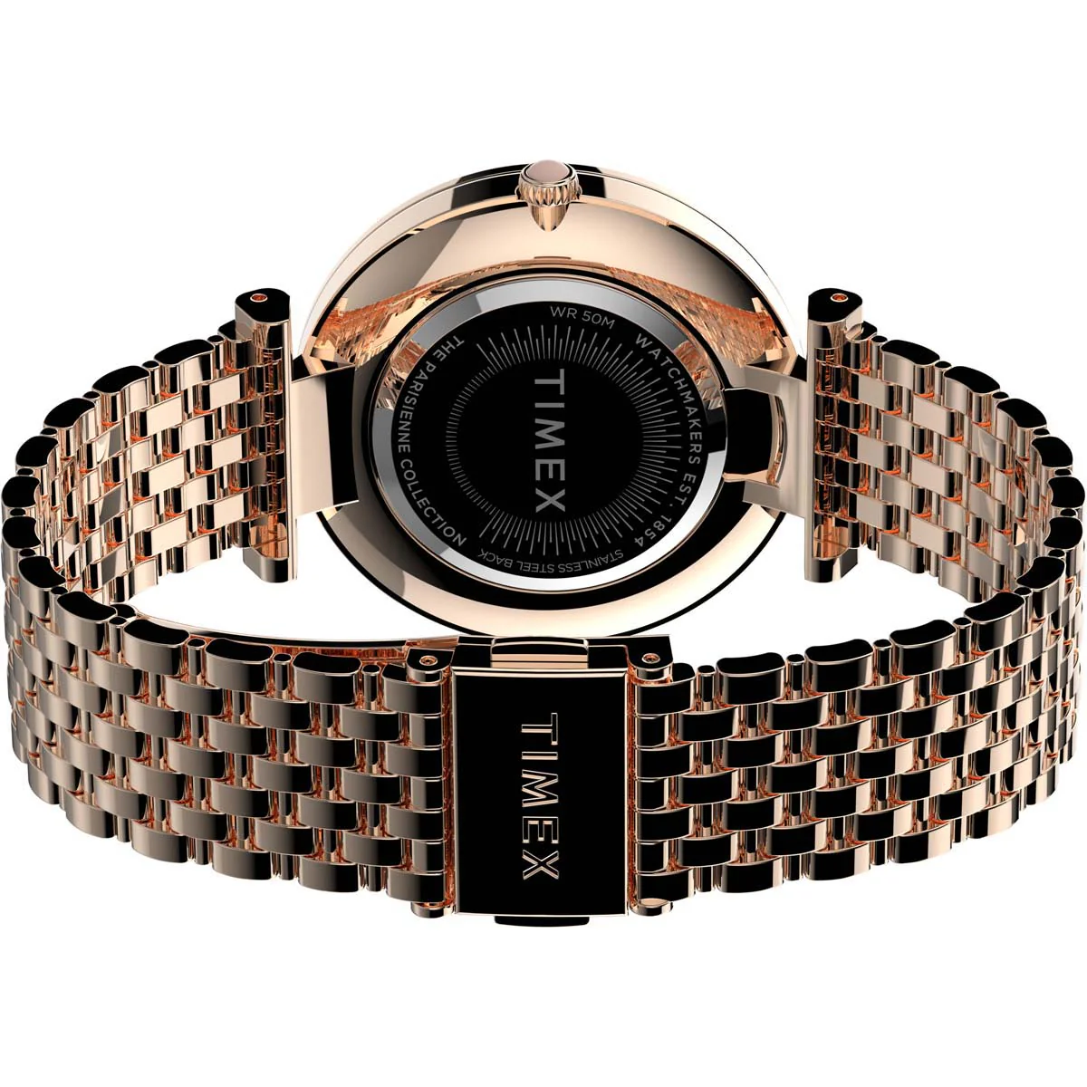 Timex City Collection Women's Quartz Analog Rose Gold-Tone Dial Round Case Stainless-Steel Function Watch -TW2T79200 - Image 4