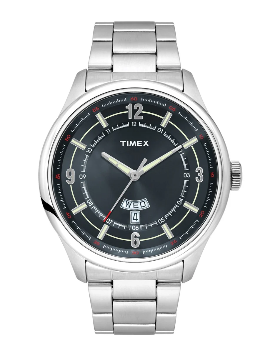 Timex E Class Men's Grey Dial Round Case Day Date Function Watch -TWEG14503