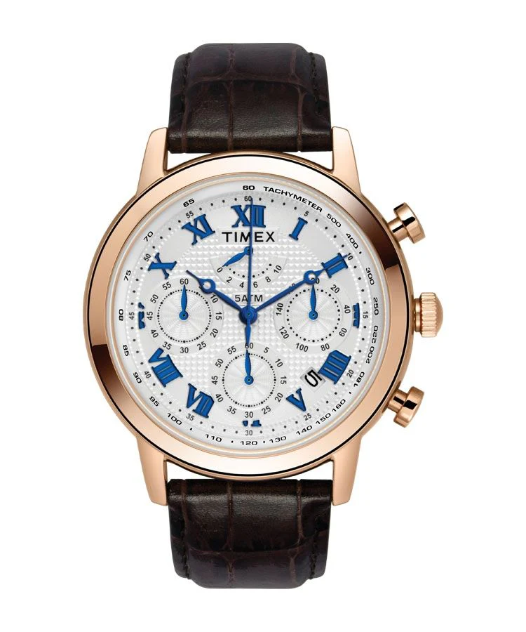 Timex E Class Men's Silver Dial Round Case Chronograph Function Watch -TWEG15804