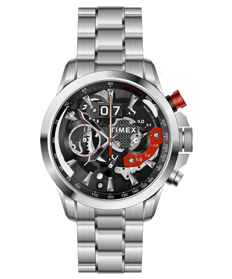 Timex E Class Men's Black Dial Round Case Chronograph Function Watch -TWEG16308