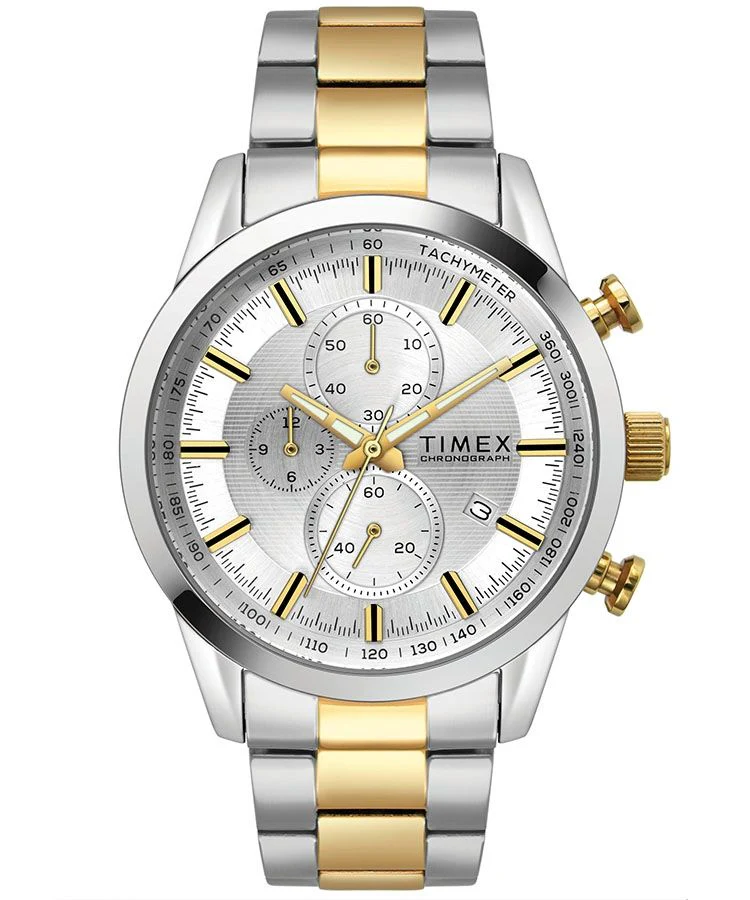 Timex E Class Men's Silver Dial Round Case Chronograph Function Watch -TWEG17606