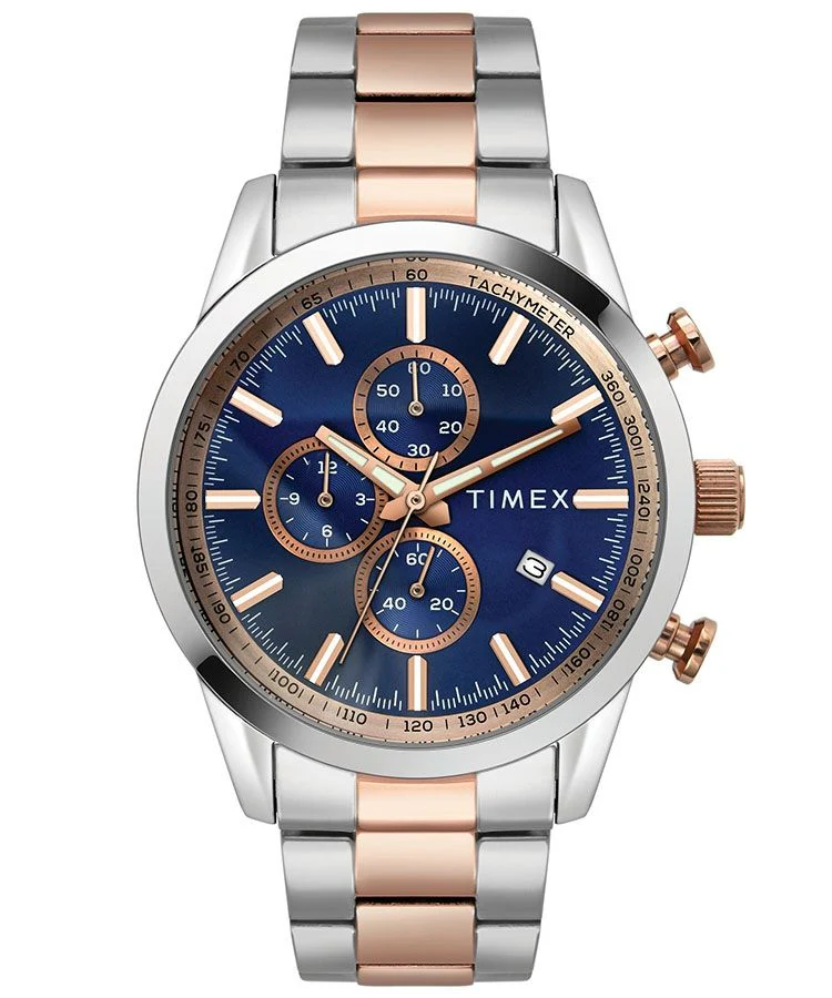 Timex E Class Men's Blue Dial Round Case Chronograph Function Watch -TWEG17607